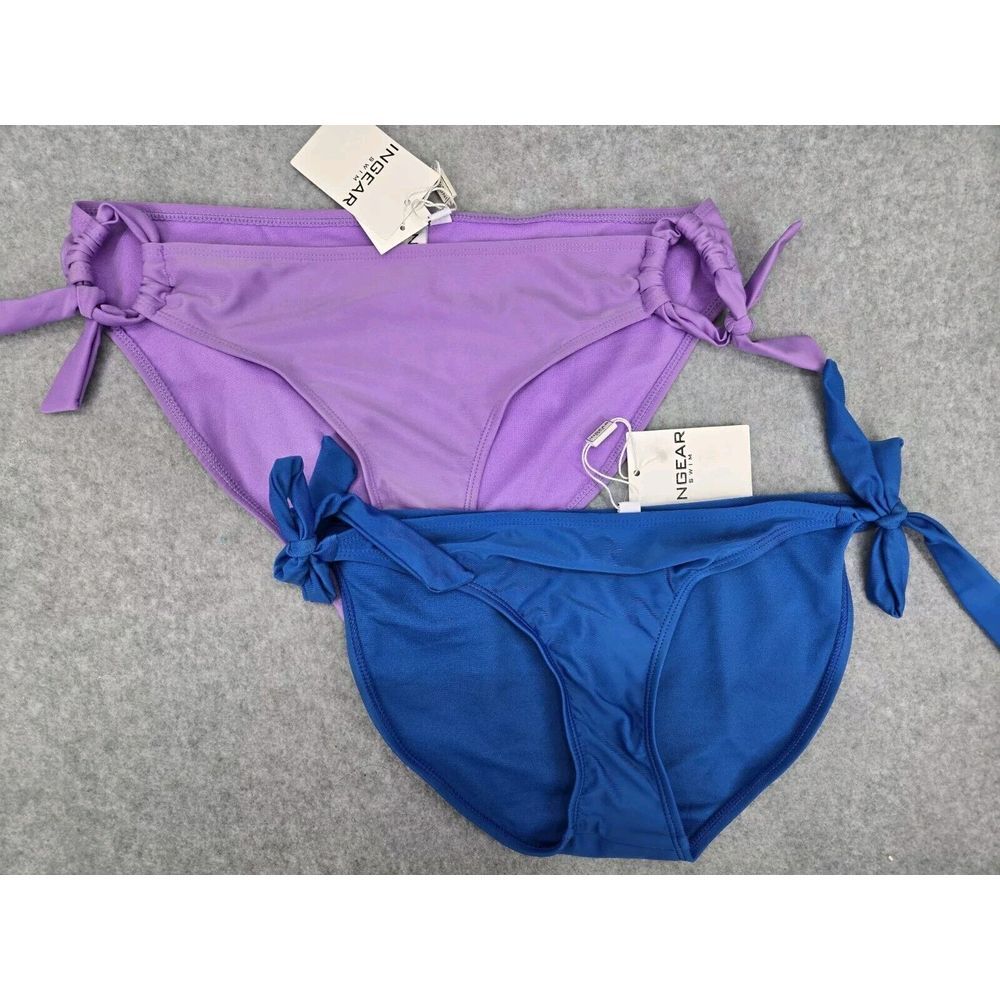 Nwt INGEAR SWIM Lot Of 2‎ Bikini Bottom Side Tie Size L Blue Purple